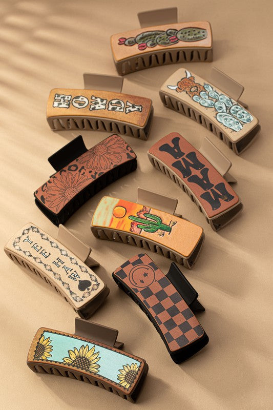 Western Leather Hair Clips