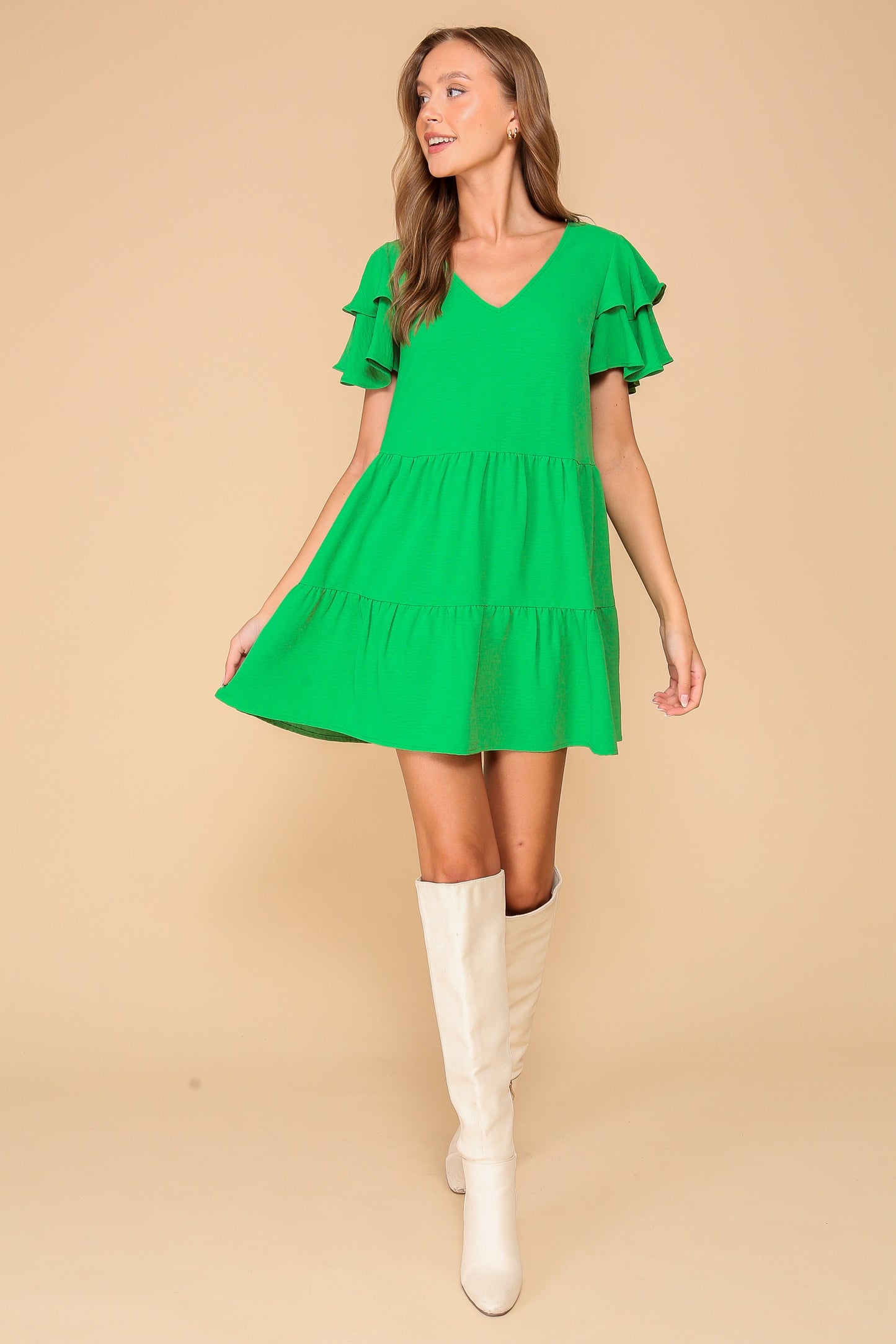 Basic Dress In Kelly Green