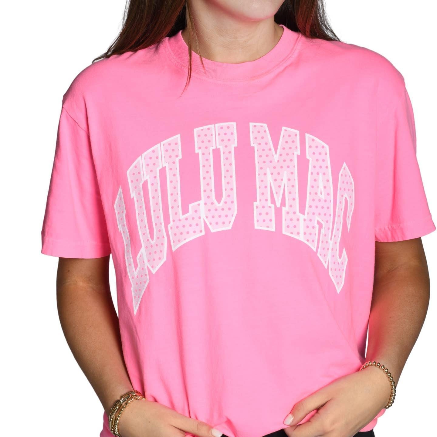 LULU Mac Polka Dot Adult Neon Pink Tee