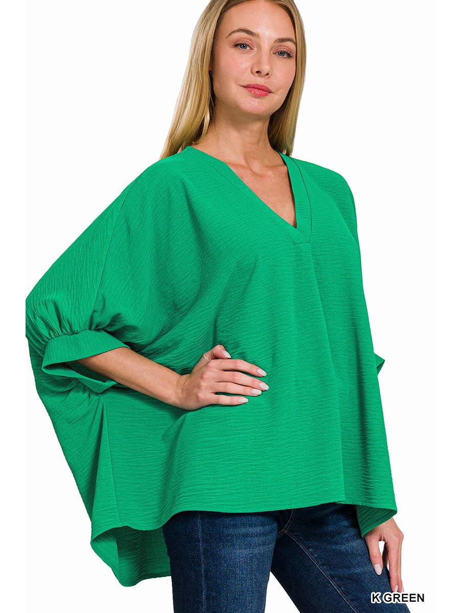 Woven Puff Half Sleeve In Kelly Green