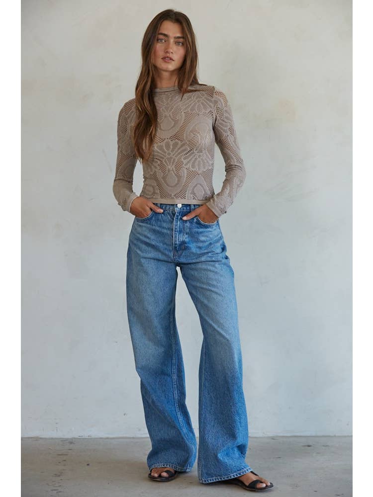 Vauled Knit Seamless Long Sleeve Top