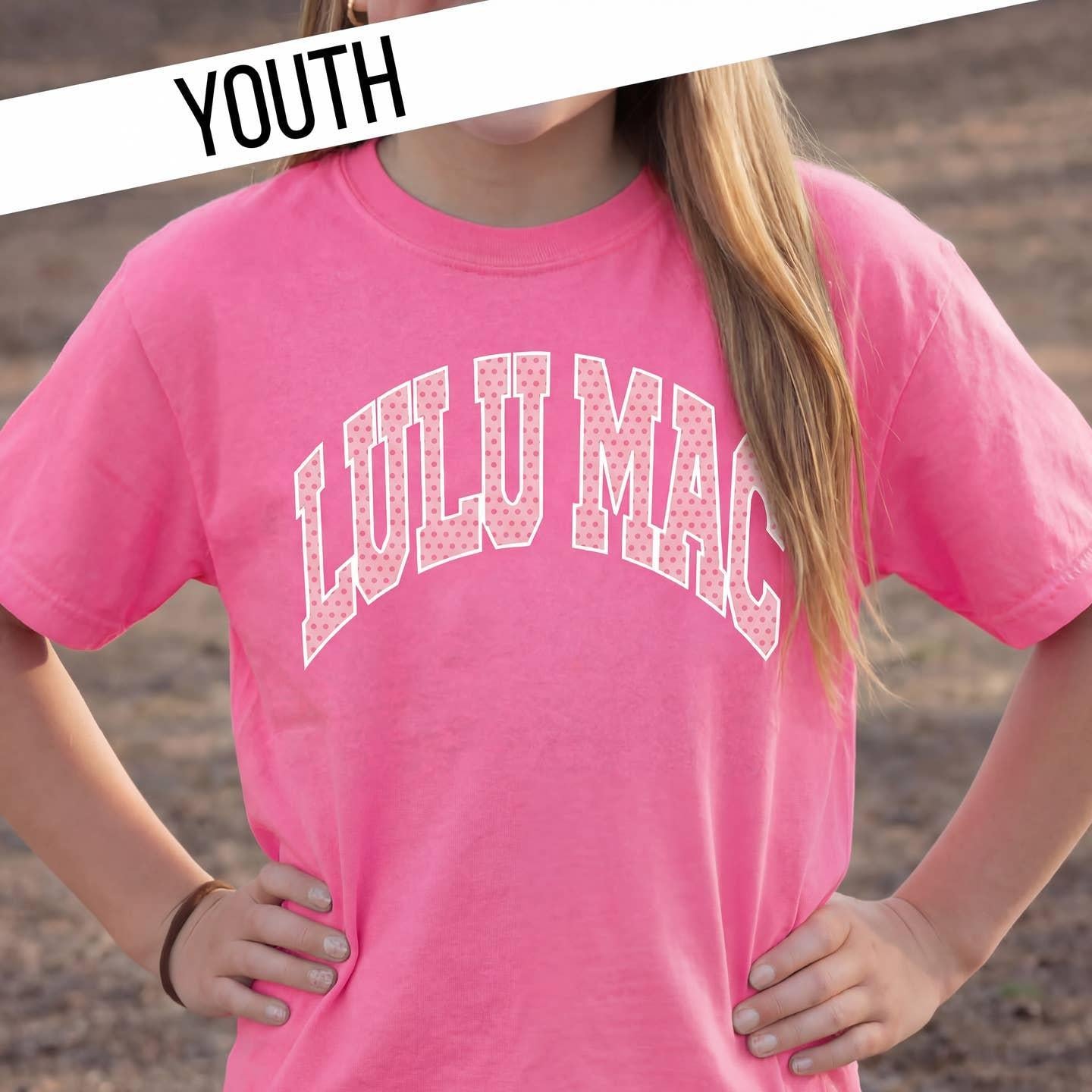 LULU Mac Dot Neon Pink Youth Tee