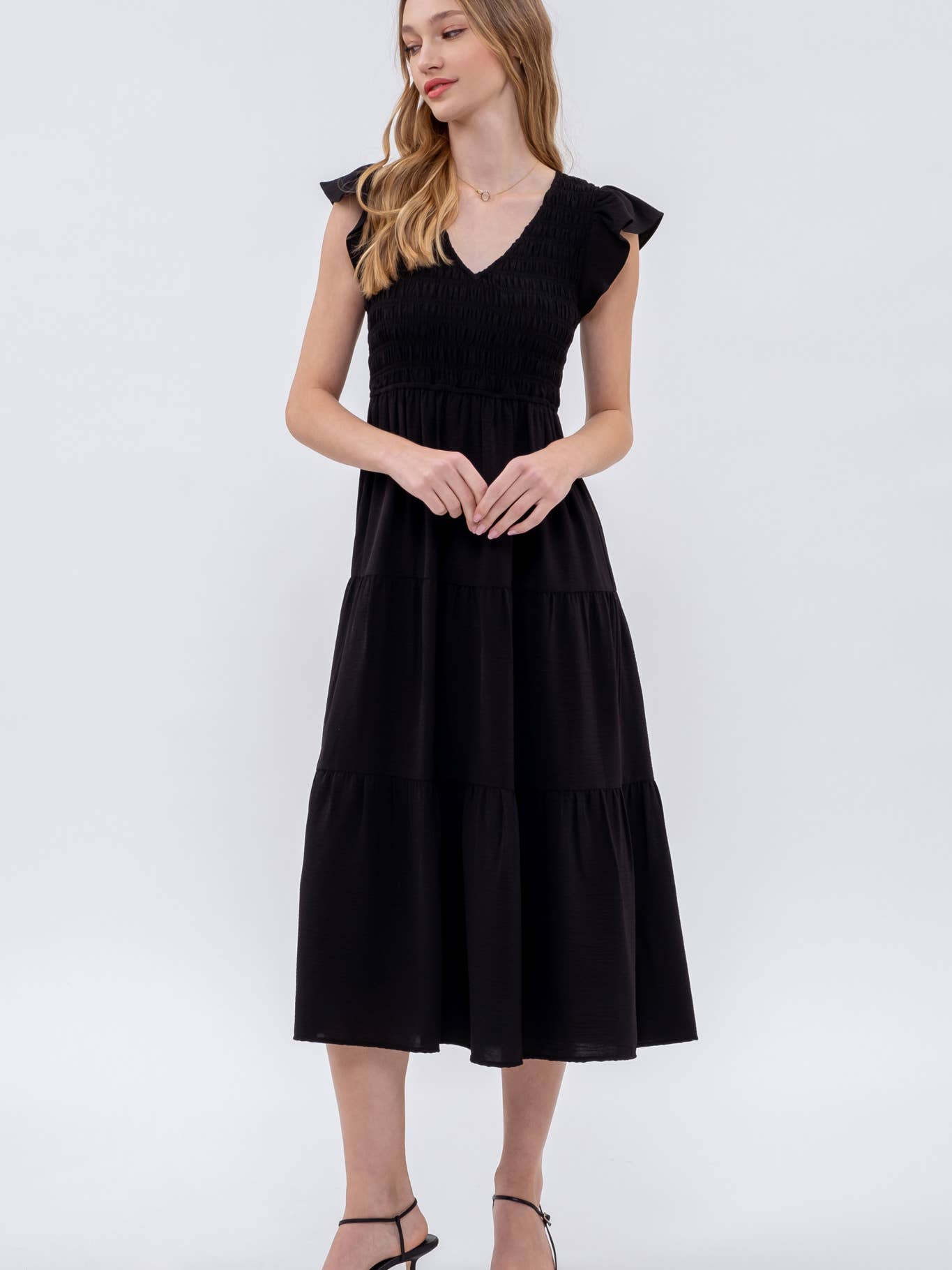 Flutter Sleeve Midi Dress