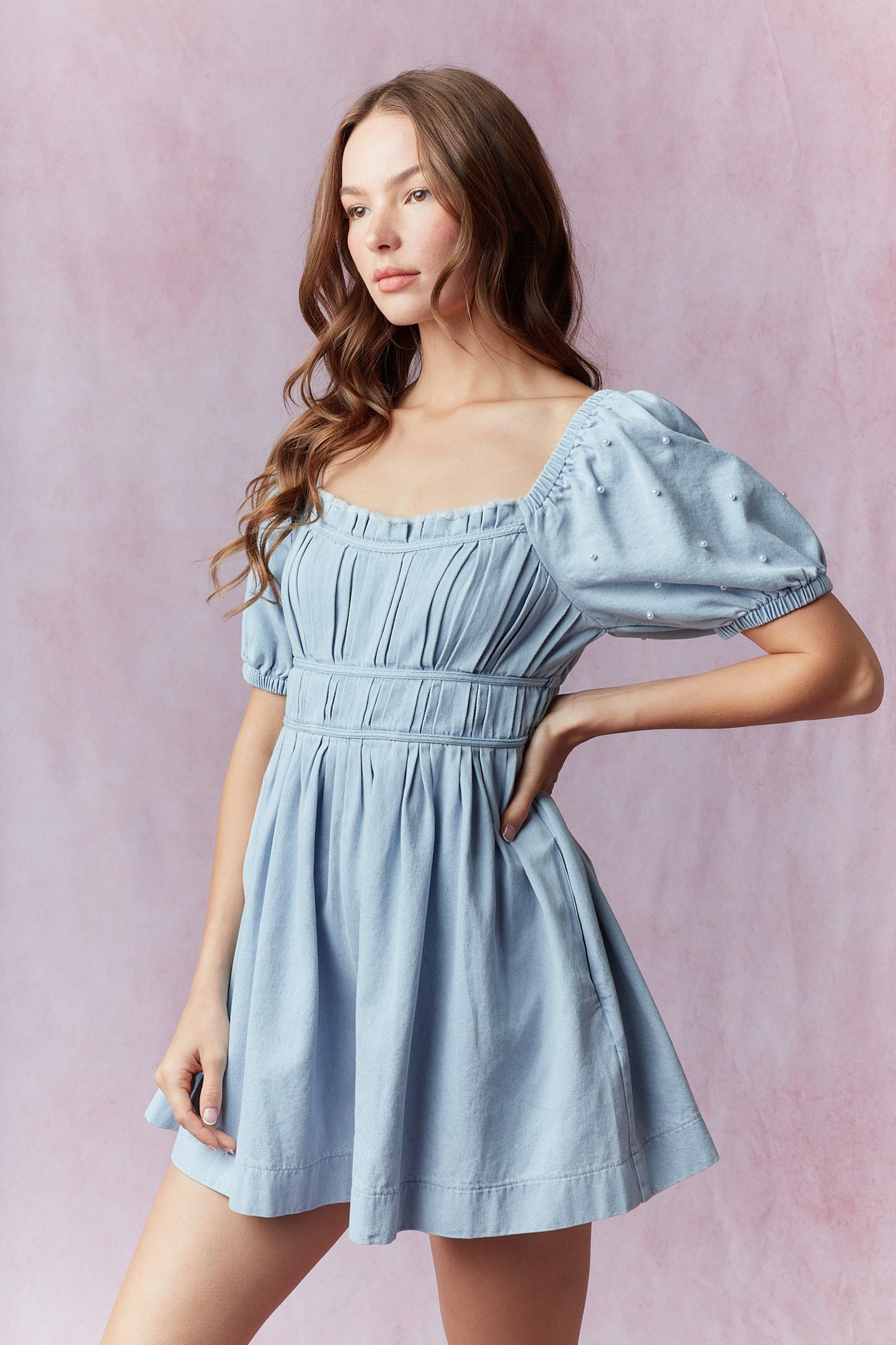 Cowgirl Pearls Denim Romper