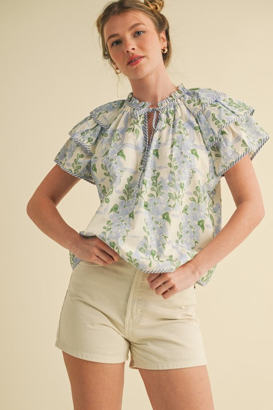 Spring Bloom Blouse Blue