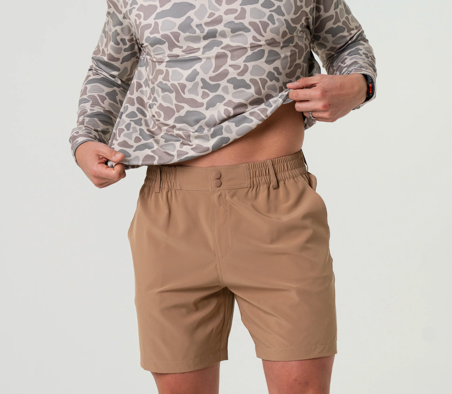 Burlebo Everyday Short - Desert Tan - Flying Ducks Green Pocket 7"