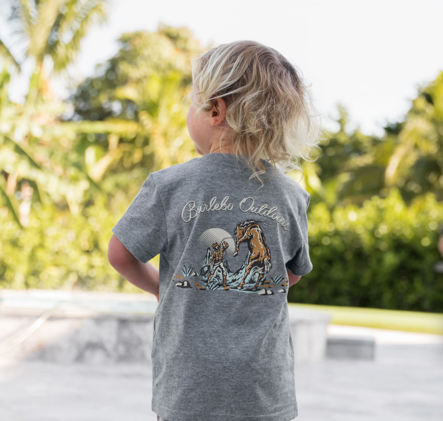 Burlebo Youth SS COwboy Up Tee Dark Heather