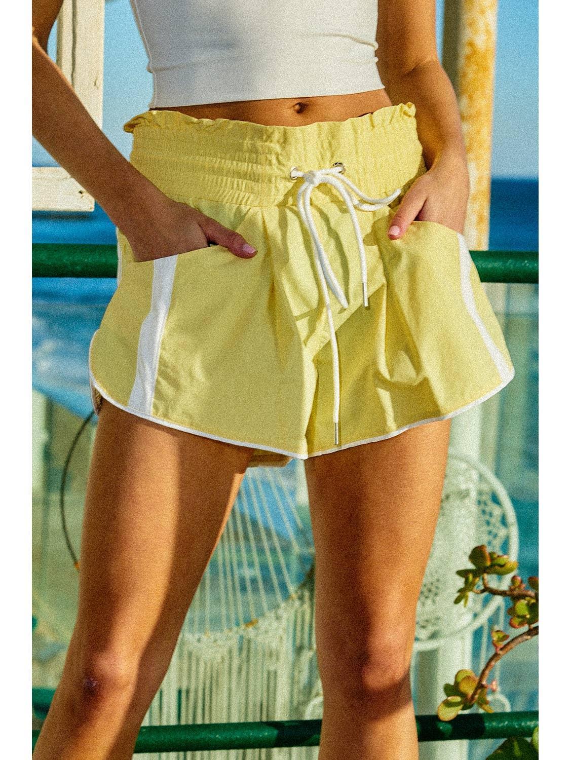 Yellow Windbreaker Shorts