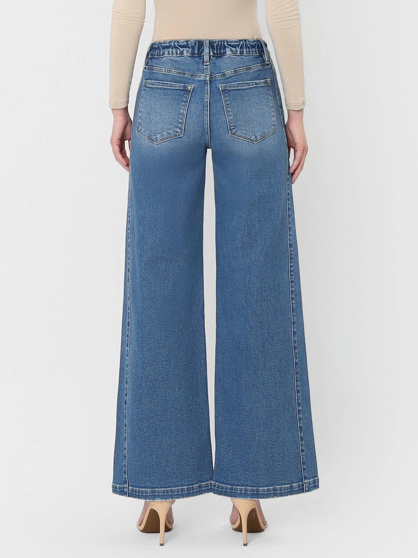 Lady Bird High Rise Waist Tie Twist Wide Jeans