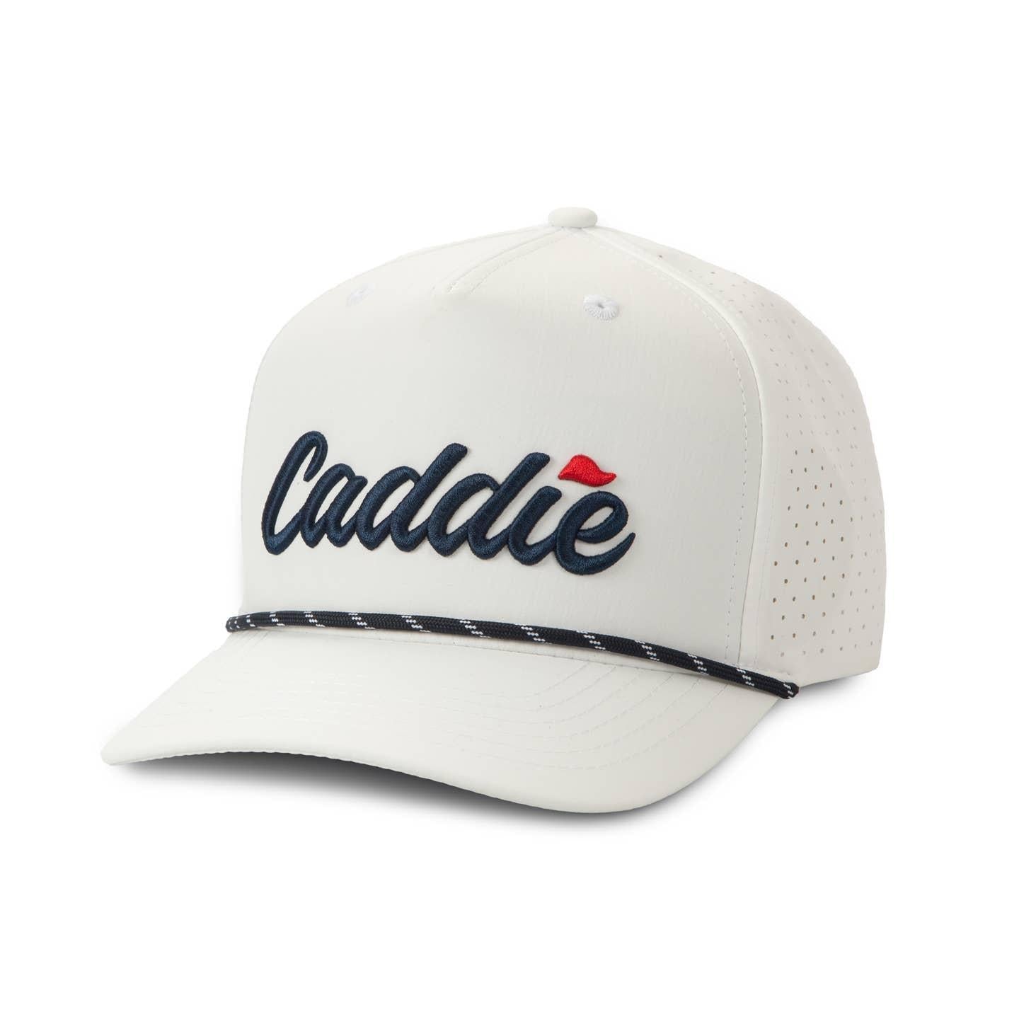 Youth Caddie Solid Bill Hat White/Navy