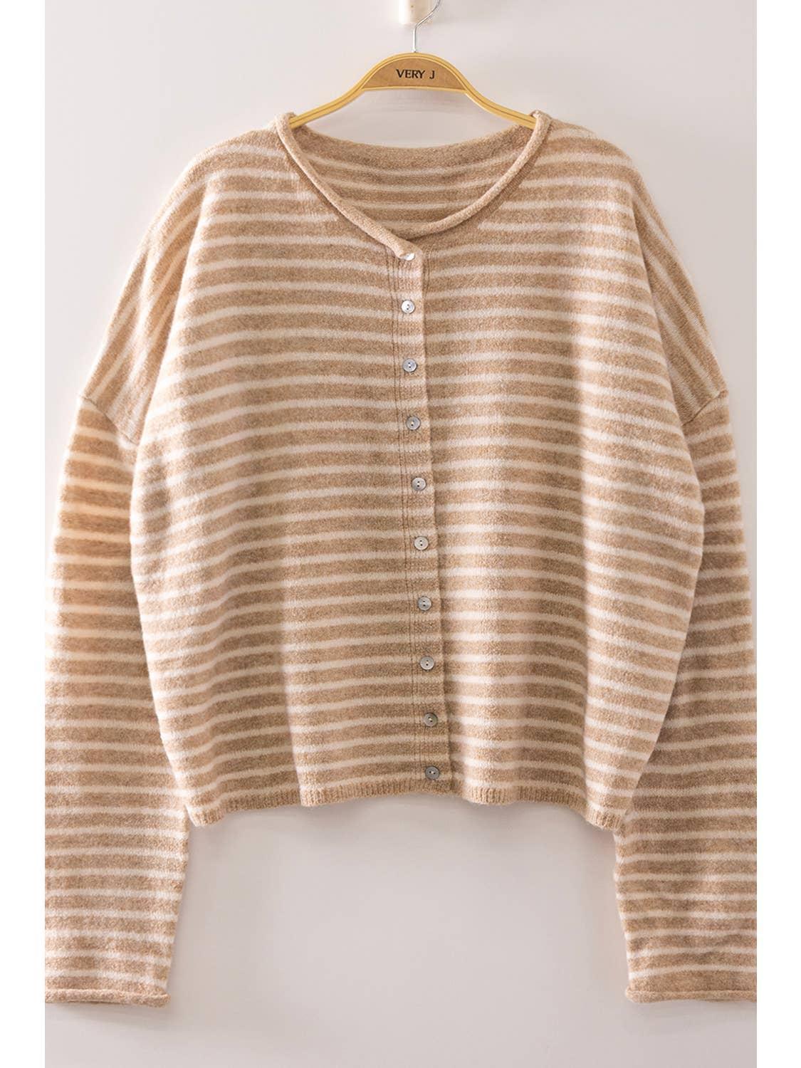 Mia Button Down Sweater - Mocha