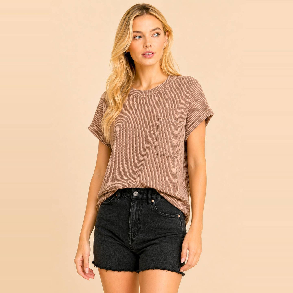 Solid Ribbed Top - Chestnut