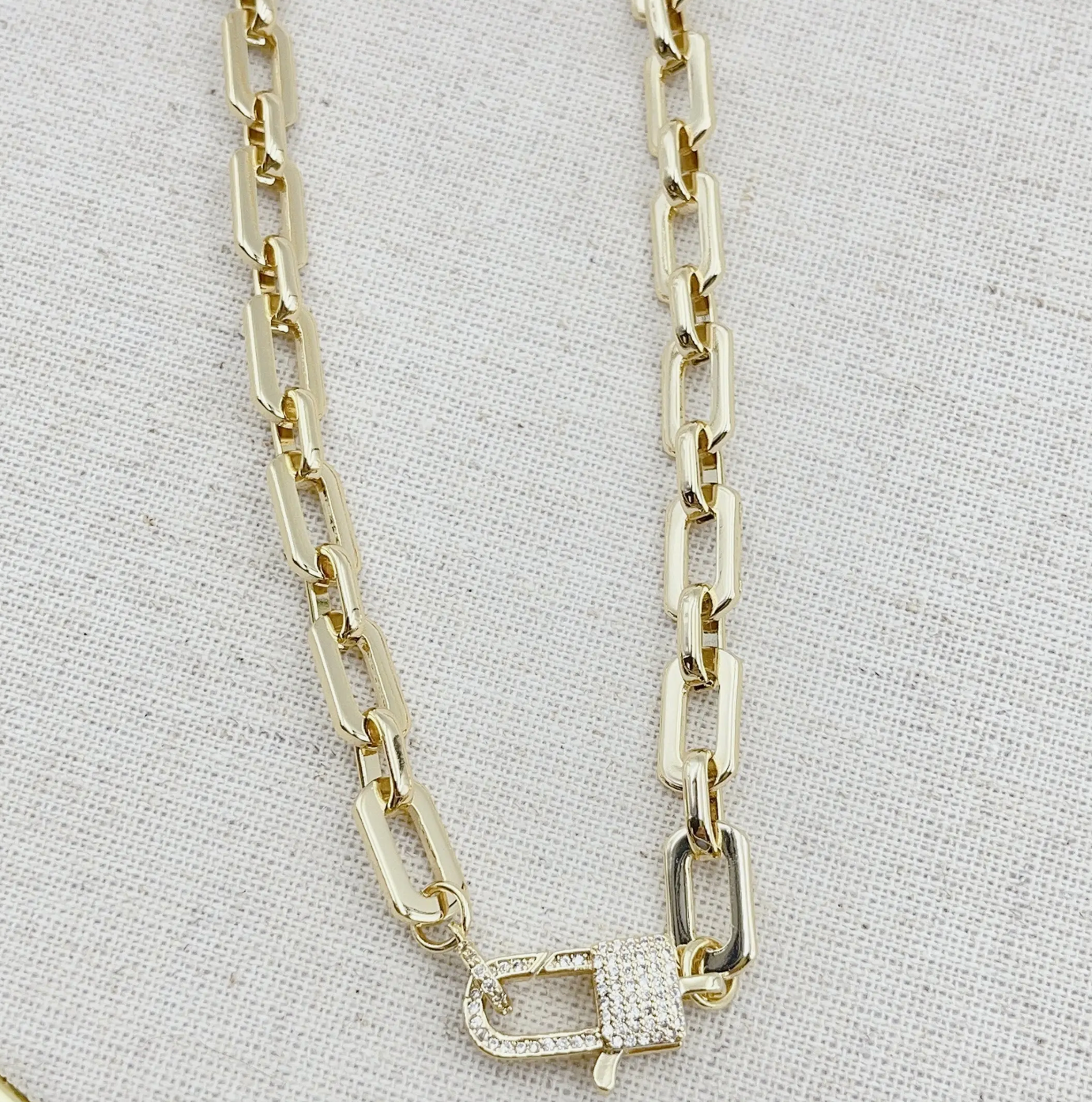 Pave Lock Chain Necklace