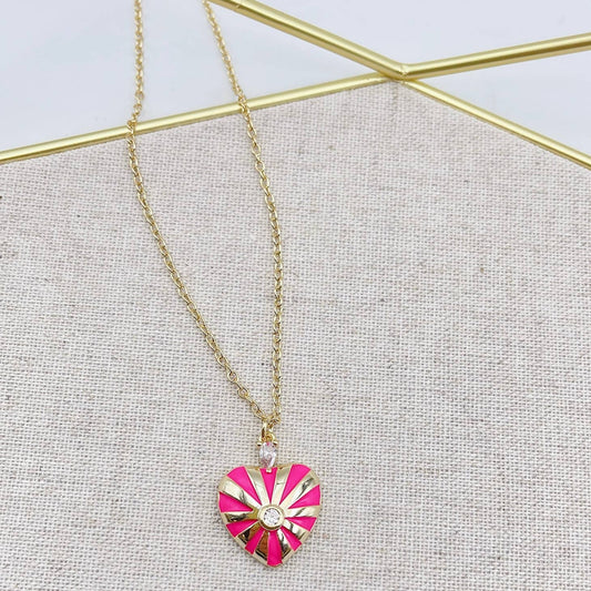 Pink Dainty Heart Necklace