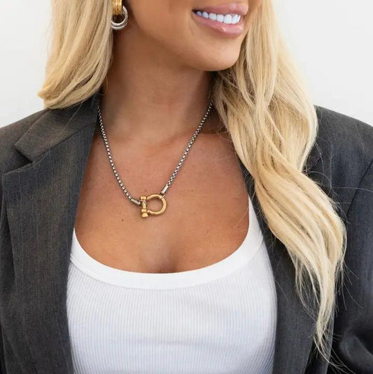 Locket Necklace Silver necklace gold pendant