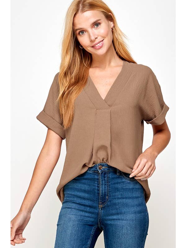 Cross-Over V-Neck Detail Top