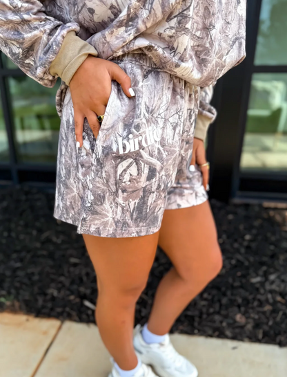 BIRDIE Two Piece Camo Set with Long Sleeve Shirts & Shorts