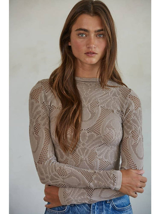 Vauled Knit Seamless Long Sleeve Top