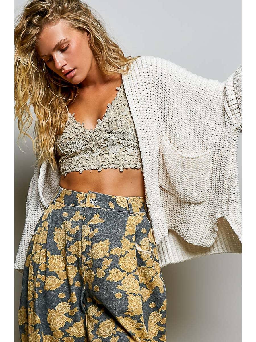 Chenille Sweater Cardigan - Cream