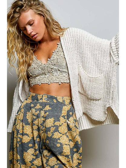 Chenille Sweater Cardigan - Cream