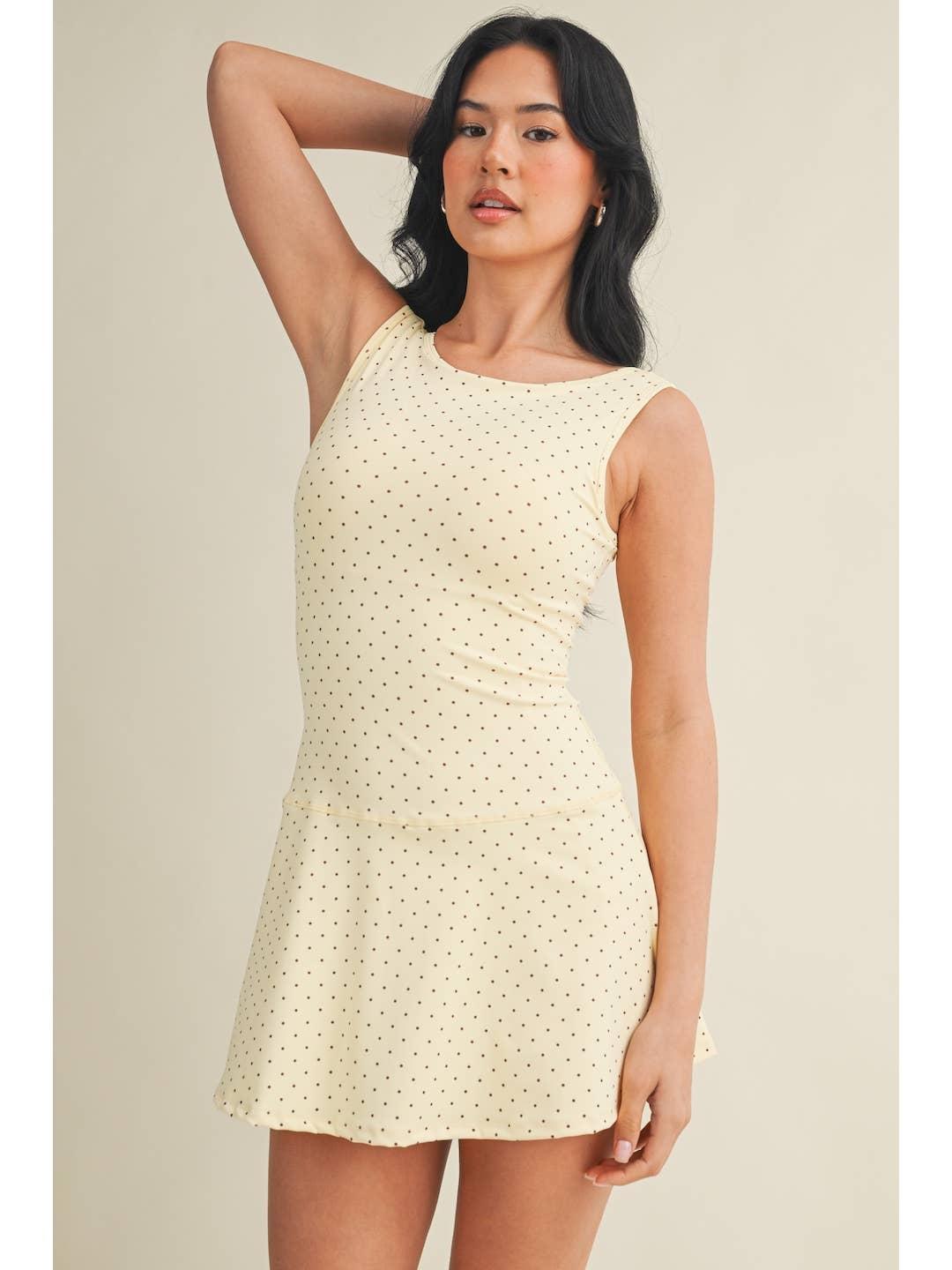 Polka Dot A-line Mini Dress Lemon