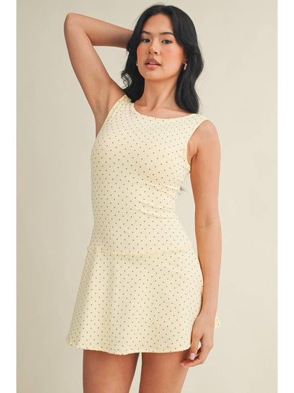 Polka Dot A-line Mini Dress Lemon