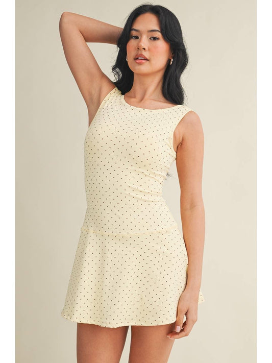Polka Dot A-line Mini Dress Lemon