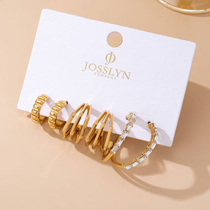 Baguette Stone Hoop, Geo Hoop Trio Earrings |