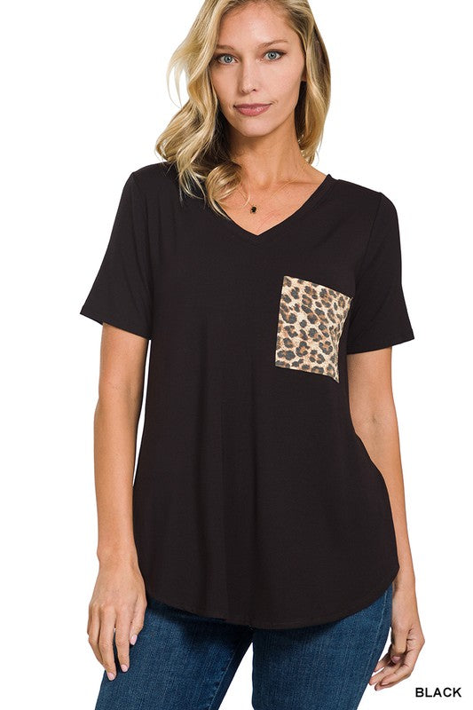 Leopard Pocket Sleeve Top