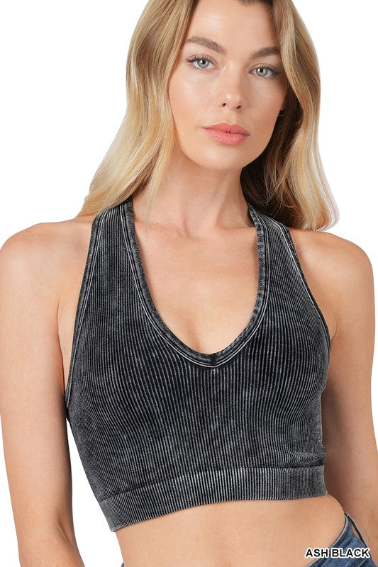 Washed Ribbed Razorback Tank Top