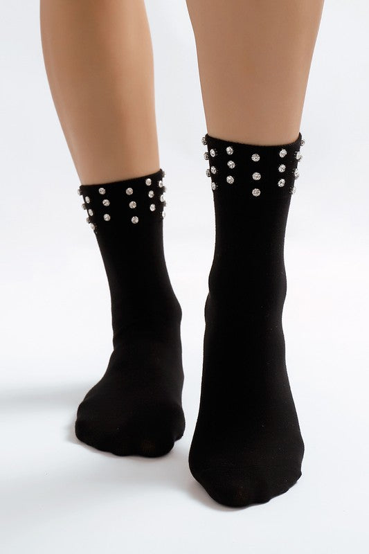 Rhinestone Crew Socks