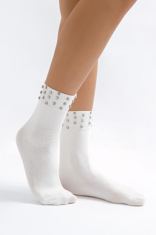 Rhinestone Crew Socks