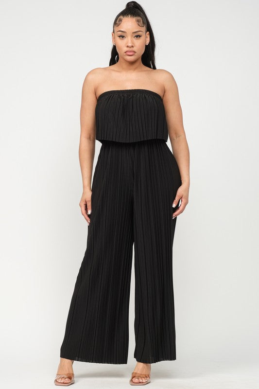 Pleated Off Shoulder Jumpsuit