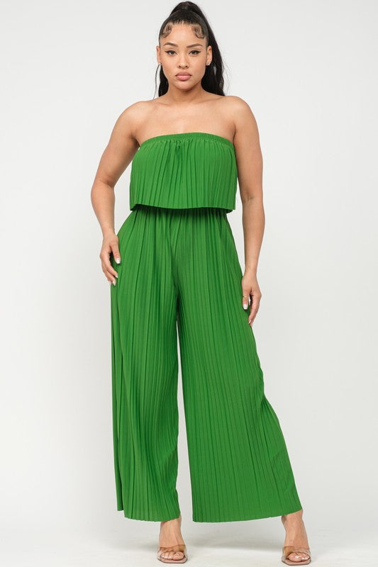 Pleated Off Shoulder Jumpsuit