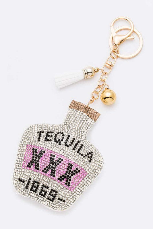 Tequila Bottle Stone Keychain