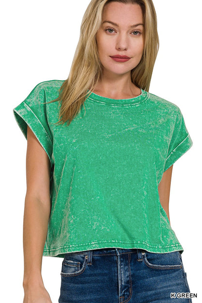 Cotton Cuffed Short Sleeve Top