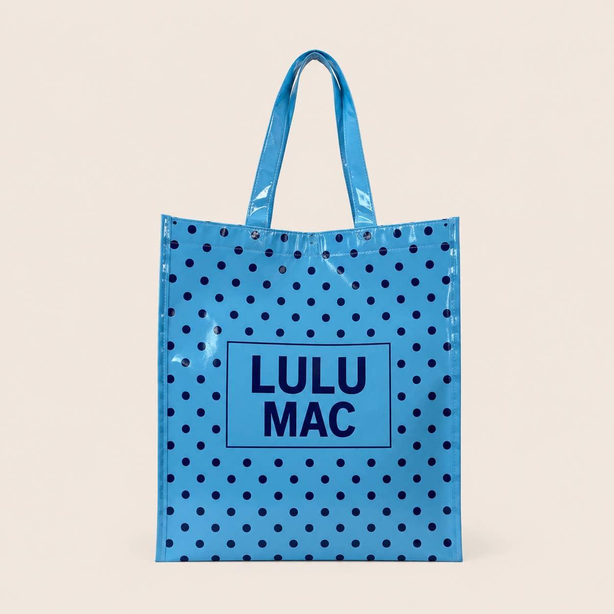LULU Mac Reusable Tote Blue/Dark Blue Dots