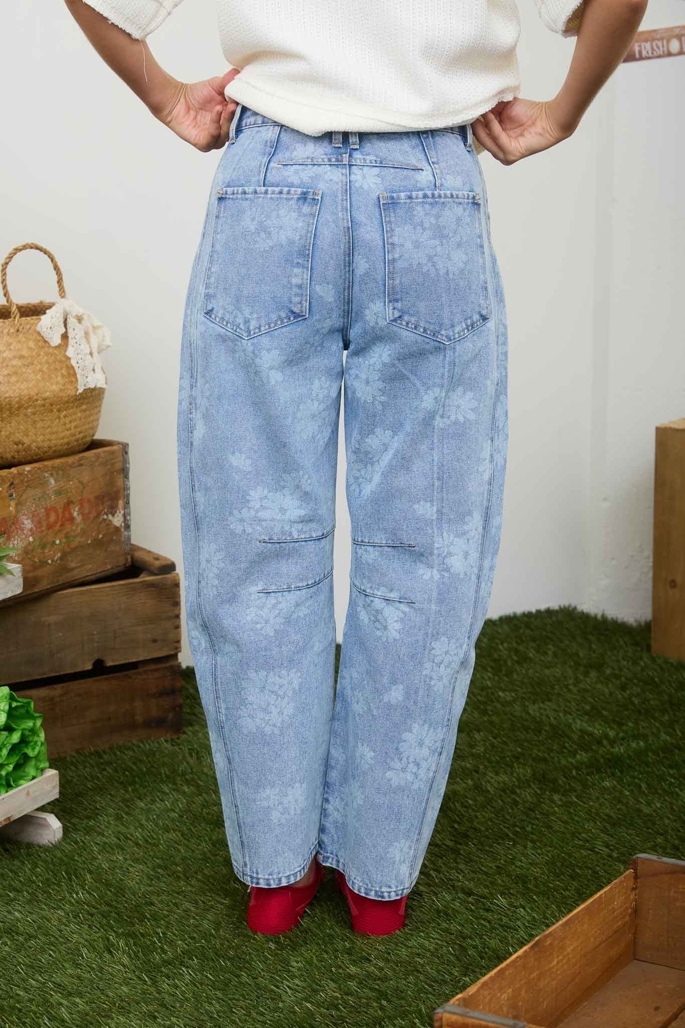 Daisy Patterned Denim Jeans