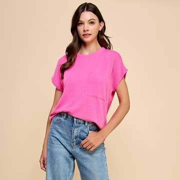 Solid Ribbed Top - Candy Pink