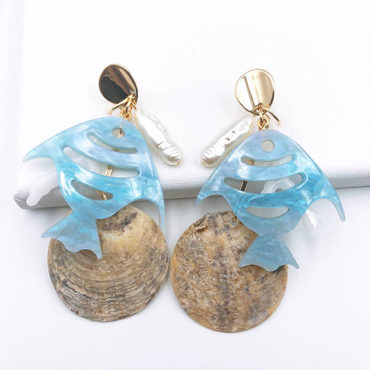 Blue Fish Earrings