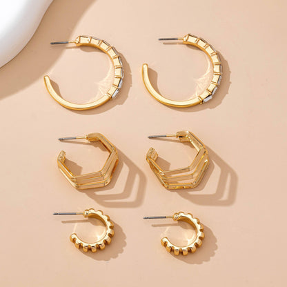 Baguette Stone Hoop, Geo Hoop Trio Earrings |