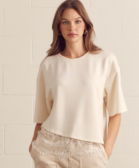 Off White Lace Trim Top