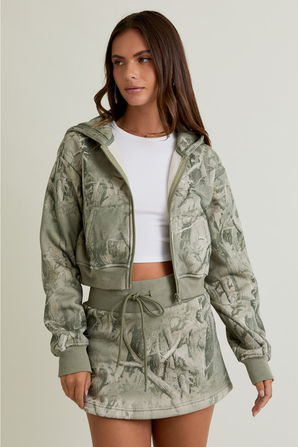 Tree Camo Cropped Hoodie