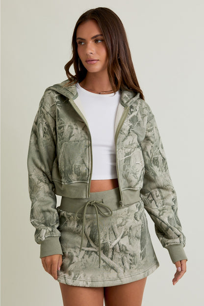 Tree Camo Cropped Hoodie