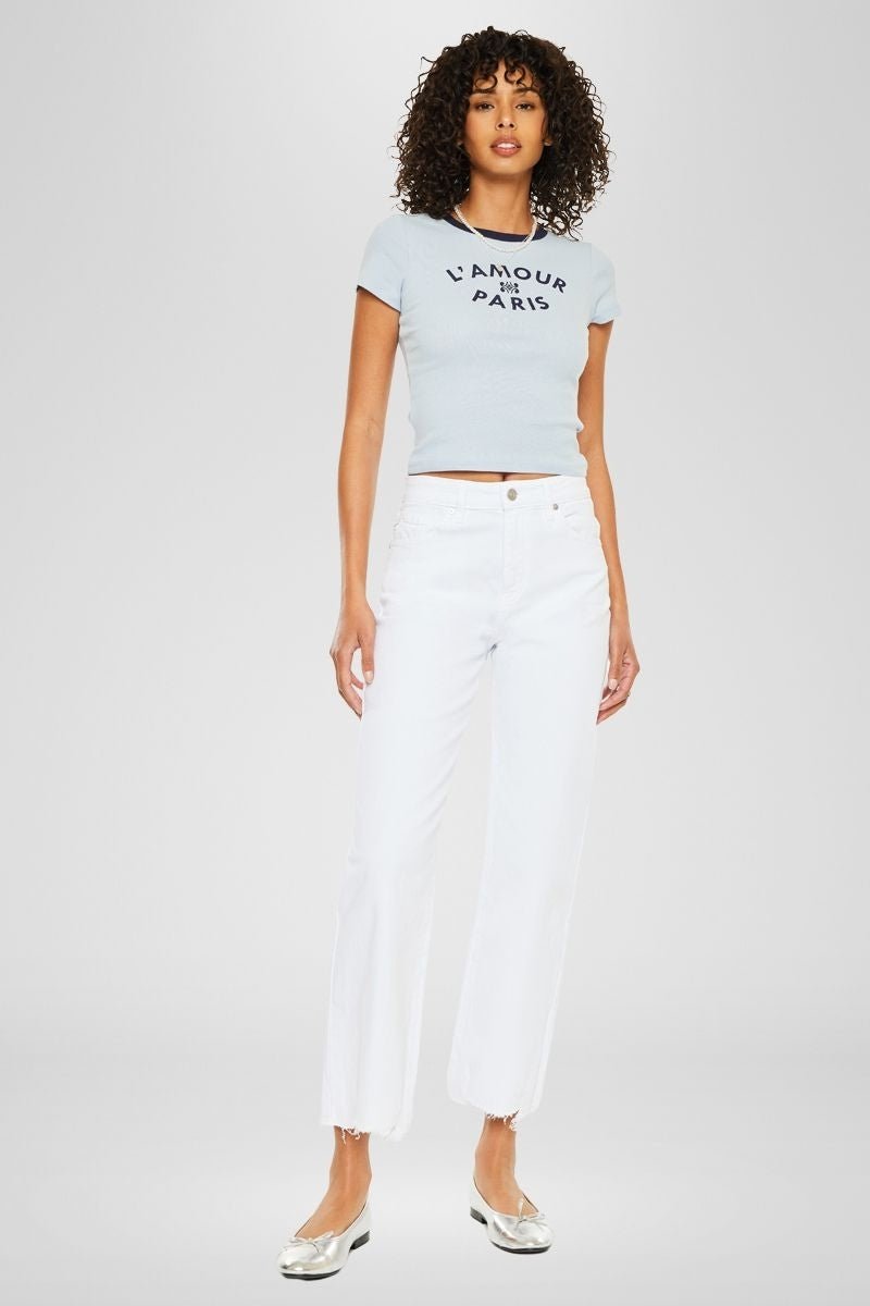 Spring White Slim Wide Leg Jeans