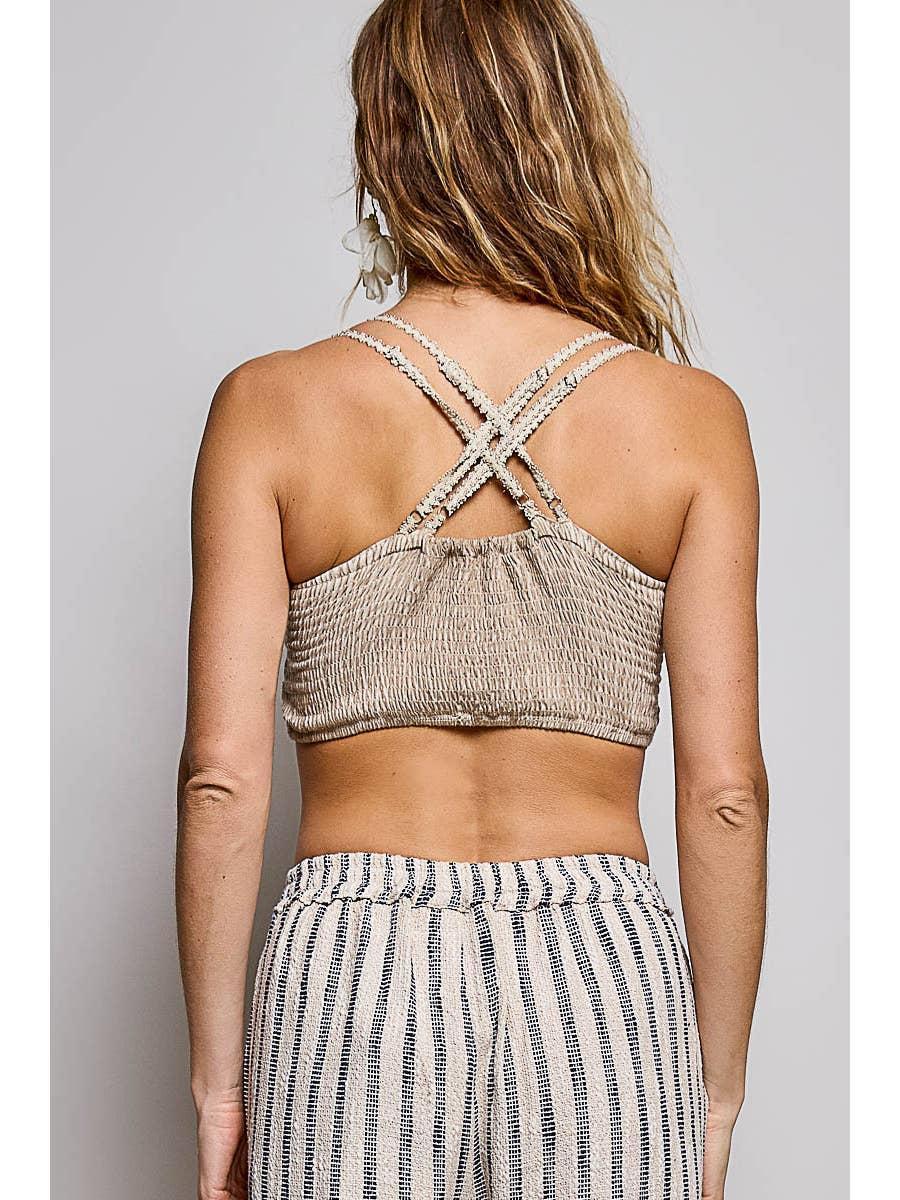Adjustable Lace Crochet  Bralette - Taupe