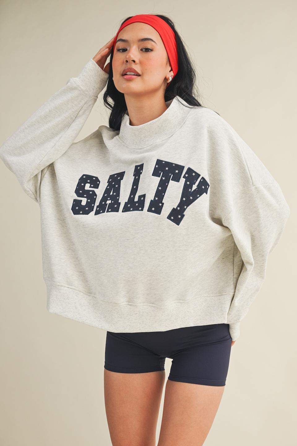 Salty Stars Oversized Mock Neck Sweatshirt