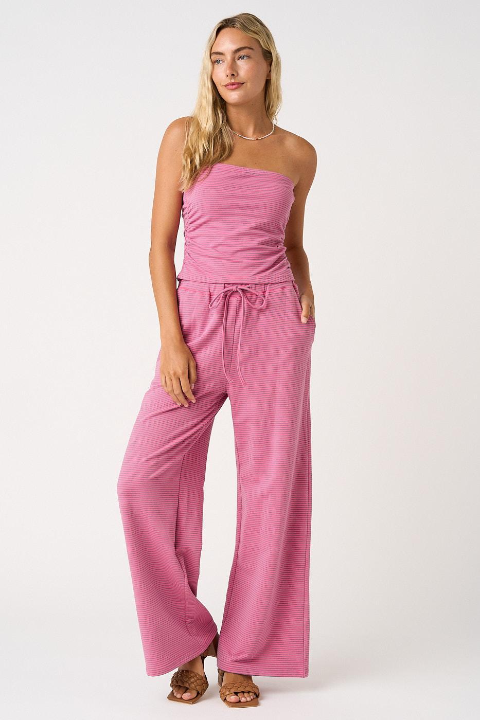 Abigal Striped Tube Top Pants Set