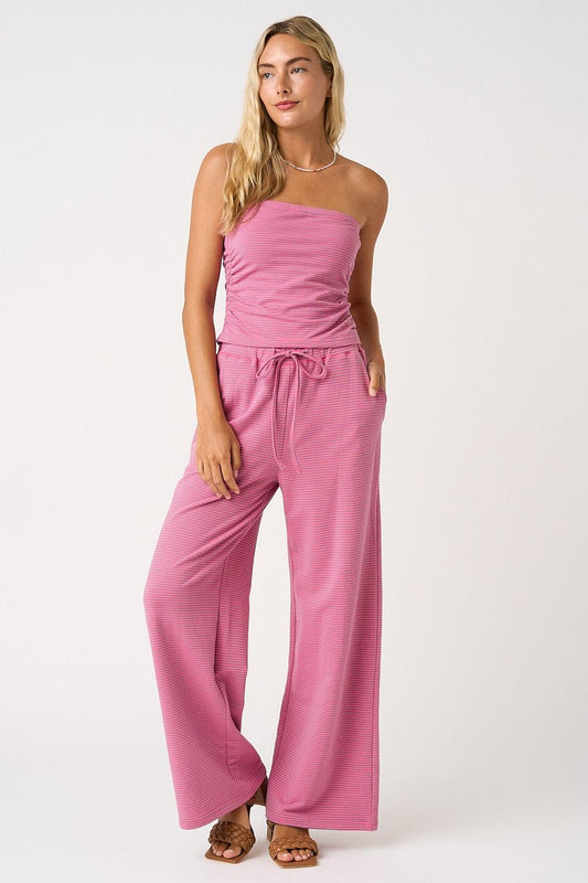 Abigal Striped Tube Top Pants Set