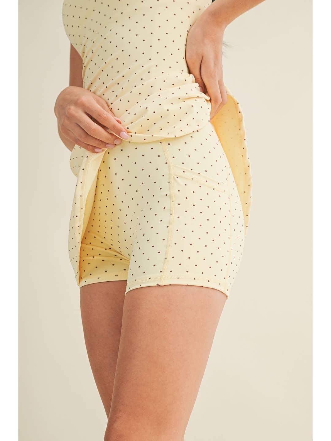 Polka Dot A-line Mini Dress Lemon